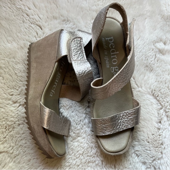 Pedro Garcia Platgorm Leather Espadrilles Size 38.5 New